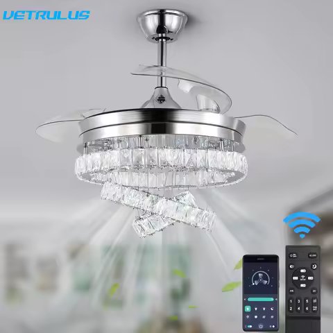 Modern Ceiling Fan Led Light Remote Control Living Dining Room Ceiling Fan Lamp Chandelier Indoor De