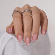 BTArtbox Press On Medium Almond - Press on Chrome Light Weight & Fit Perfectly Fake Nail with Nail G