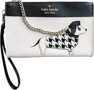 Kate Spade Dachshund Houndstooth Claude Fetch Wristlet Bag Clutch Purse, Parchment, Coin Wallet