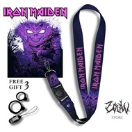 GANTUNGAN UNGU Purple IRON MAIDEN LANYARD KEYCHAIN STRAP HP ID CARD