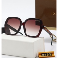 GUCCI Fashion Large Frame Sunglasses Wine Red Red Green Stripes Men Women Casual Sunglasses YW