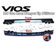 Toyota Vios 2018 3rd Gen Rear Bumper Lip Diffuser  (Matte Black/Silver)