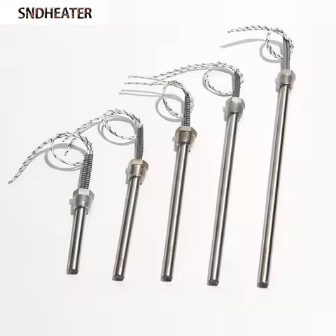 SNDHEATER 1KW Thread Single Head Electric Tube DN15/21mm(1/2") 201SS Tube 12x100-200mm Cartridge Hea