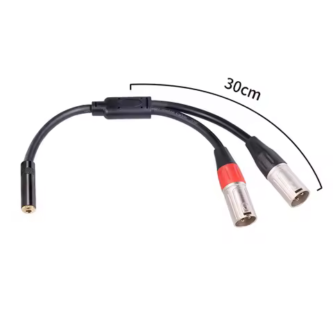 A003 3.5mm Stereo Female Jack to Dual-XLR 3 Pin Male Plug Y Splitter OFC Aux Audio Cable 3.5mm to 3P