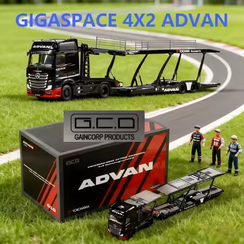 GCD Mercedes Benz ACTROS Double Decker Car Transport Trailer ADVAN 1:64 Alloy Die Casting Car Model 
