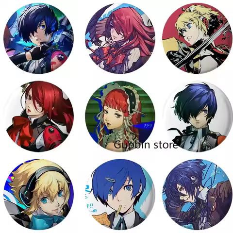 Persona 3 Game Brooches P3/5 Shin Takeba Megami Yuuki Tensei Makoto Yukari Cosplay Badge Round Tinpl