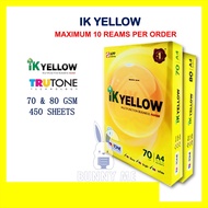 IK YELLOW A4 PAPER 70GSM/80GSM 450 SHEET/ PHOTOCOPY/ COPY PAPER