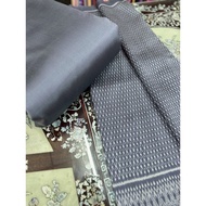 (Fabric Set) Silk Fabric Raised With Glass Flowers (2 Meter Patterned + 2 Plain Color) Gray Shade Co