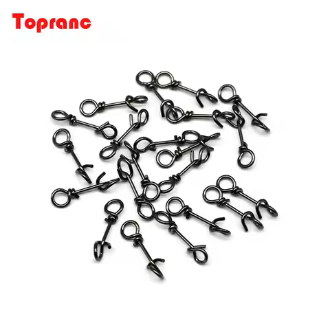 Topranc 100Pcs Fishing Fastach Clips Lure Connector Snap Quick Fishing Accessories Lock Snap Size 1#