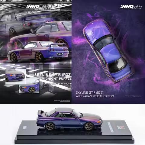 INNO64 1:64 Nissan Skyline GT-R (R32) Australian Special Edition Purple Diecast Car Model In Stock R