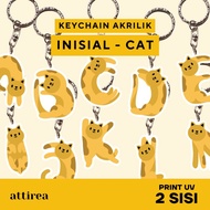 GANTUNGAN Acrylic Initial Keychain - Cat | Cute Initial Souvenir Keychain
