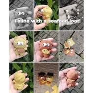 GANTUNGAN Knitted cat keychain cat crochet keychain knitted cat fish keychain cute knitted keychain 