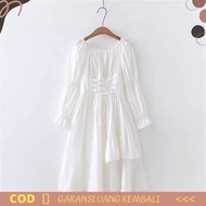 Itori Women's Gamis, Women's Casual Tunic, Mosscrepe, Plain White, Trendy - White A4U3