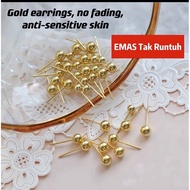 Gold earrings, no fading, anti-sensitive skin subang Emas celup 916 gold earring Emas anting  Subang Bulat