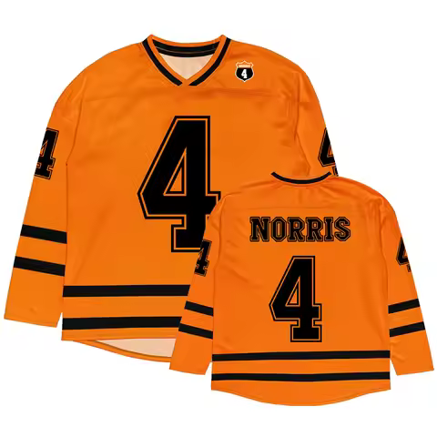 Racing Driver Lando Number 4 Norris Hockey Jerseys Long Sleeve Loose V-neck Unisex T Shirt Casual De