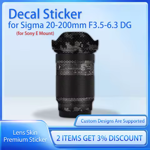 For Sigma 20-200mm F3.5-6.3 DG Camera Skin Decal Cover Film Skin Wrap Covered 20200 Decal Skin For S
