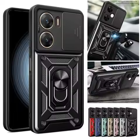 Armor Phone Case For vivo Y31 Y400 Pro Y300 Y39 Y38 Y36 Y35 5G Back Cover Lens Protection Case with 