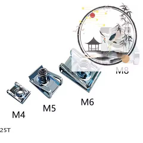 10pcs M4/M5/M6/M8 Car Spring Steel U Type Clips with Thread 8mm 5mm 6mm 4mm Reed Nuts for Auto Motor