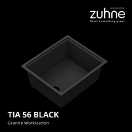 ZUHNE Black Kitchen Sink Workstation with Accessories  Granite Composite (Made in Europe)