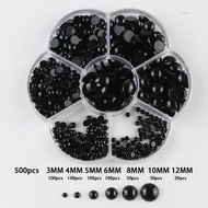 1 Box Round Doll Round Flat Black Eyes Flat DIY Doll Eyes Amigurumi Handmade Plastic Doll Plastic Sa