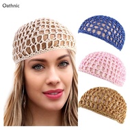 Oathnic Elegant Handwoven Pullover Hat Breathable Hat Crochet Hollow Hat Holiday Crochet Hat Handwov