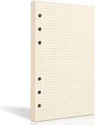 A6 Dot Grid Paper, 6 Hole Punched,A6 Dotted Refill Paper for Filofax Planner/Binders/Organizer, 6.7x4.2 Inch,80 Sheets,Beige,100GSM (1)