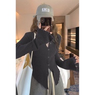 autumn jacket woman winter jacket woman jacket woman Black Knitted Cardigan Jacket - Autumn/Winter 2