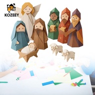 [KOZEEY] Origami Paper Crafts DIY Christmas Nativity Scene Paper Craft Kit Artistic Table Ornament M