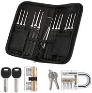 17 Pieces Lock Set Locksmith Tools Tension Practice Training Kit with 2 Pack Transparent Padlock Pic