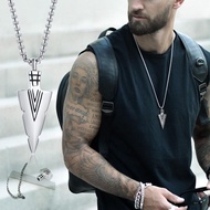 {L small chain} MEN KUNAI PRIMAL URN NECKLACE STAINLESS STEEL ARROWHEAD TRIBAL SPEARHEAD SURF JEWELR