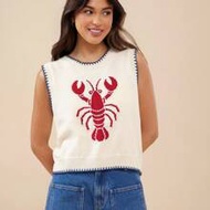 Round Neck Multi Stitch Lobster Intarsia Sweater Vest, Fall, Autumn, Winter, Cowgirl, Western, Count