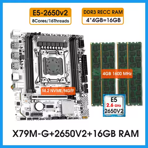 X79 M-G LGA2011 kit xeon Motherboard with E5 2650 V2 CPU 16GB （4*4GB）1600MHz DDR3 RECC Memory combo 