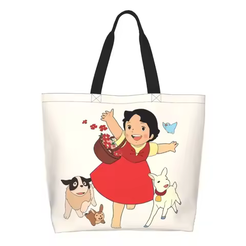 Heidi The Girl From The Alps Grocery Shopping Bag Cute Printed Canvas Shopper Shoulder Tote Bags Big