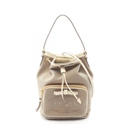 【二手】Prada PRADA 手提包 LOGO 提花 米色/白色帆布皮革 Logo 提花水桶包 女士二手 A