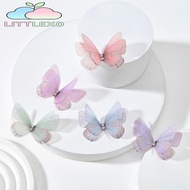 LITTLEX0 50Pcs Organza Fabric Butterfly Appliques,  Double-layer Chiffon Butterfly Embroidered Patch