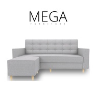 Barry L-Shaped Grey Fabric Sofa with Waterproof Fabric