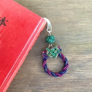 御朱印帳 書籤 水引【迷你花環】書籤 日式風格 手帳 閃耀 紫色 綠色