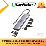 UGREEN USB-C 3.1 6 IN 1 Docking 2*USB 3.0-A HUB + HDMI + TF/SD+PD (Space Gray)