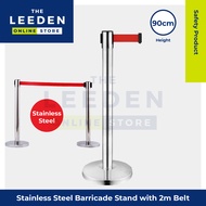90cm Stainless Steel Queue Up Stand with 2m Red Retractable Belt by Leeden Online Store