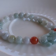 Jade 天然緬甸A貨翡翠 18.69克 手鍊 豆種飄綠花 招財貔貅