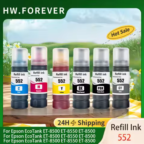 552 T552 Dye Inks Compatible Color Refill Bulk Ink For Epson Ecotank ET-8500 ET-8550 Printer Water B