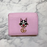 二手gucci波士頓犬荔枝紋粉色短夾 gucci包 gucci短夾 gucci皮夾 gucci錢包 gucci狗