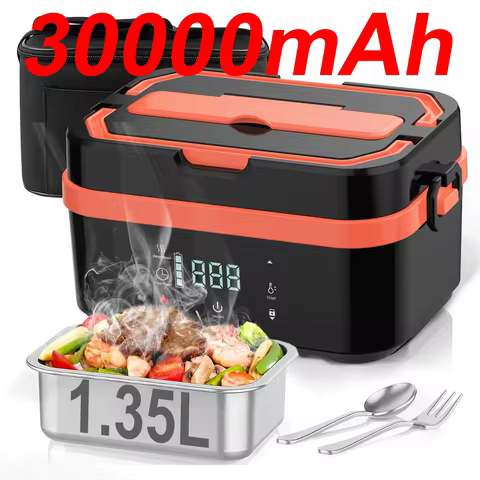 Cordless Heated Lunch Box Pro 30000mAh, 100W Fast & Auto Scheduled Heating, 221°F Max Temp Control, 