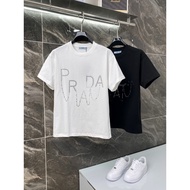 T-shirt Prada/T-shirt bercetak Prada, T-shirt uniseks, T-shirt perniagaan, T-shirt longgar, baju lel