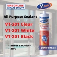 Vtech VT-201 Clear White Black V-Tech VT201 All PURPOSE SEALANT Silicone 201 Clear vt201