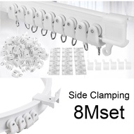 8M Flexible Ceiling Bendable Curtain Rail Cuttable Track Side Clamping For Curved Straight Windows Accessories