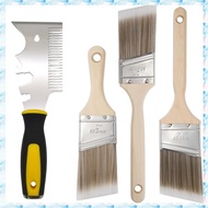 [R Q M U] Paint Brush 4-Piece Set Includes 2" Short& Long Handle Brushes, 2.5" Angled Brush with Pai