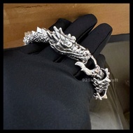 銀革手作 925 純銀 重量級 鱗龍 彈弓龍頭扣 手鏈