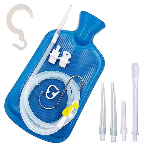 Bidet Travel Colon Cleanse Enema Bag with Tubing Hot Water Bottle Shower Douche Home Enema Kit