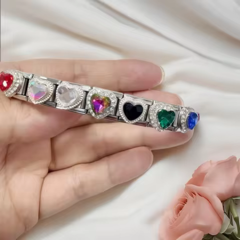 Y2K Shiny Color Love Italian Charm Stainless Steel 9MM Link bracelet DIY fashion Cute Cat bracelet